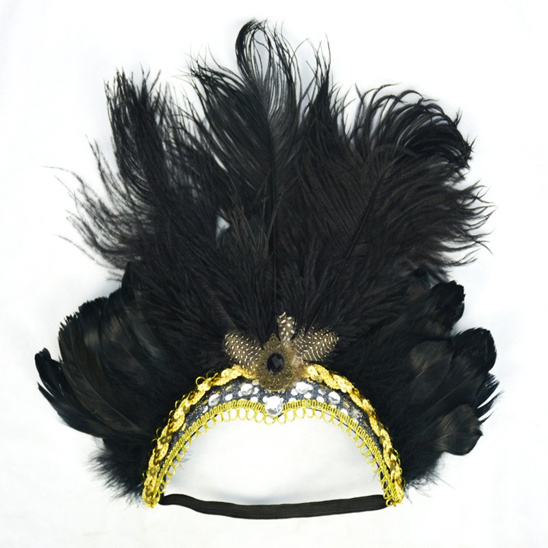 Feather headband wholesale, custom made black feather tiara