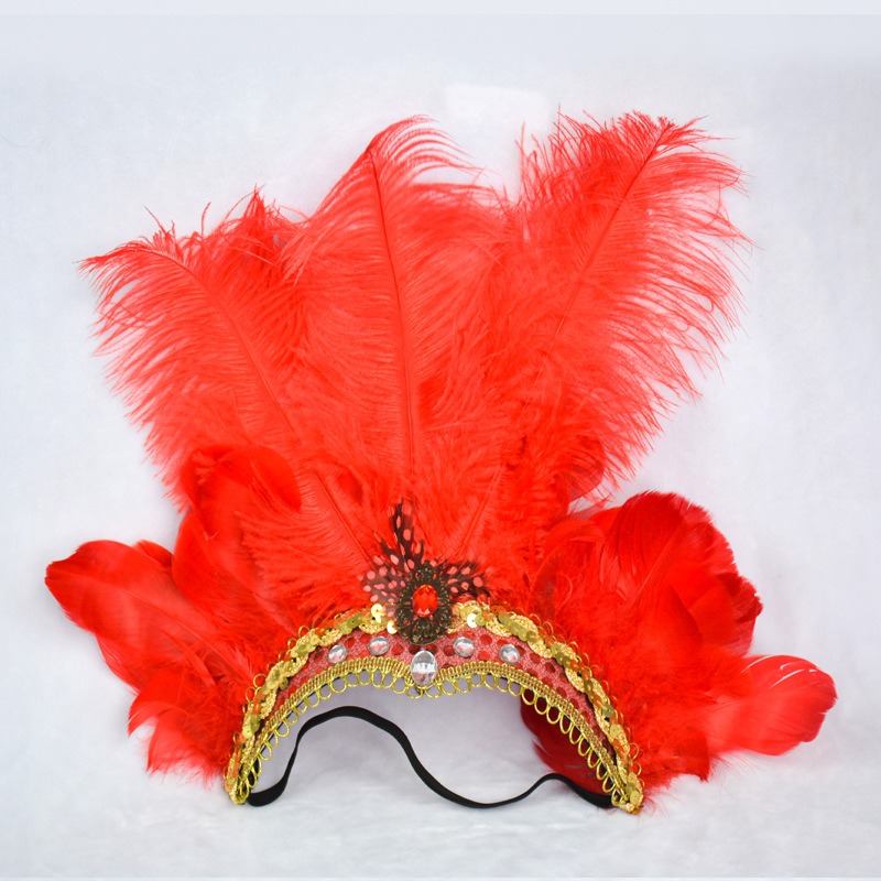 Feather headband wholesale, custom made red feather tiara