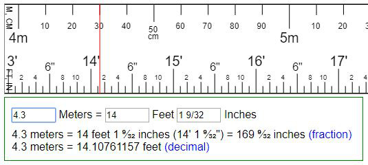 5 meter to feet