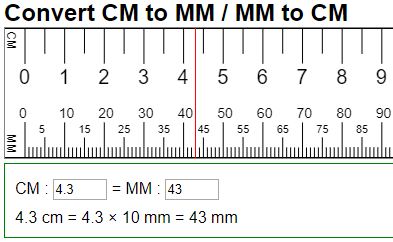 Cm To Inch Conversion Chart Length