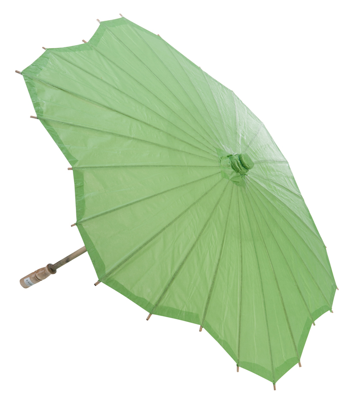 Grass Green Scalloped Solid Color Paper Parasol