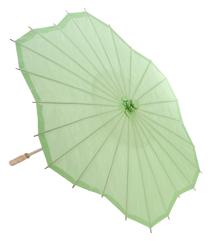 Light Green Scalloped Solid Color Paper Parasol