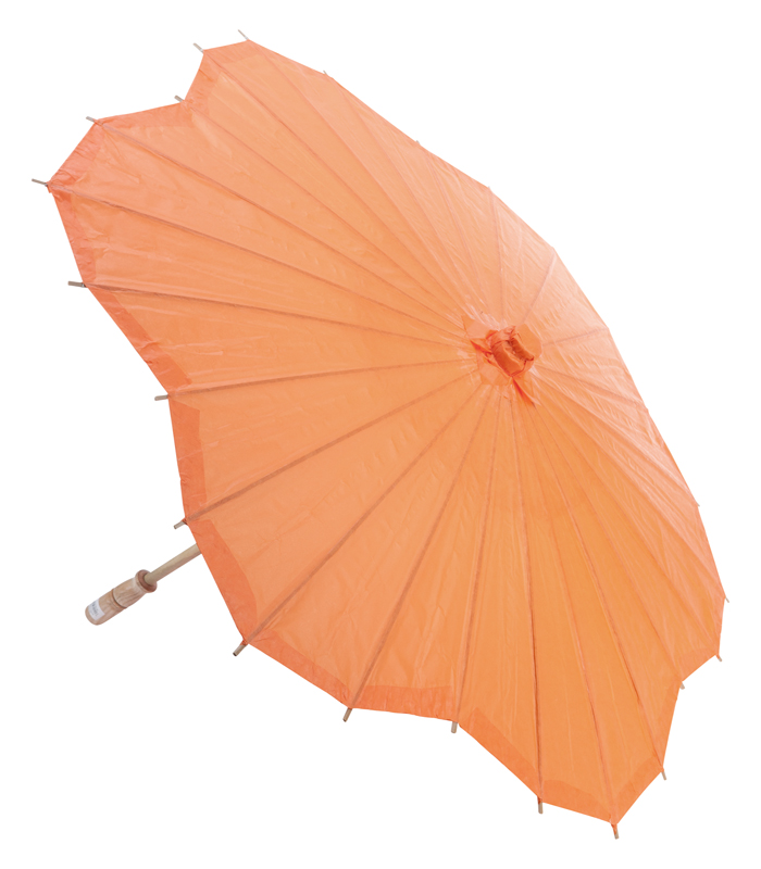 Orange Scalloped Solid Color Paper Parasol