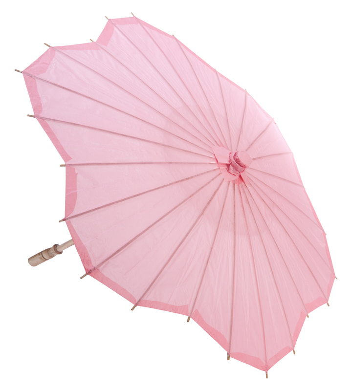 Pink Scalloped Solid Color Paper Parasol