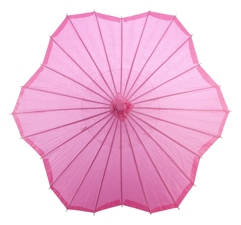 Hot Pink Scalloped Solid Color Paper Parasol