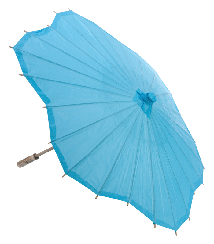 Turquoise Scalloped Solid Color Paper Parasol