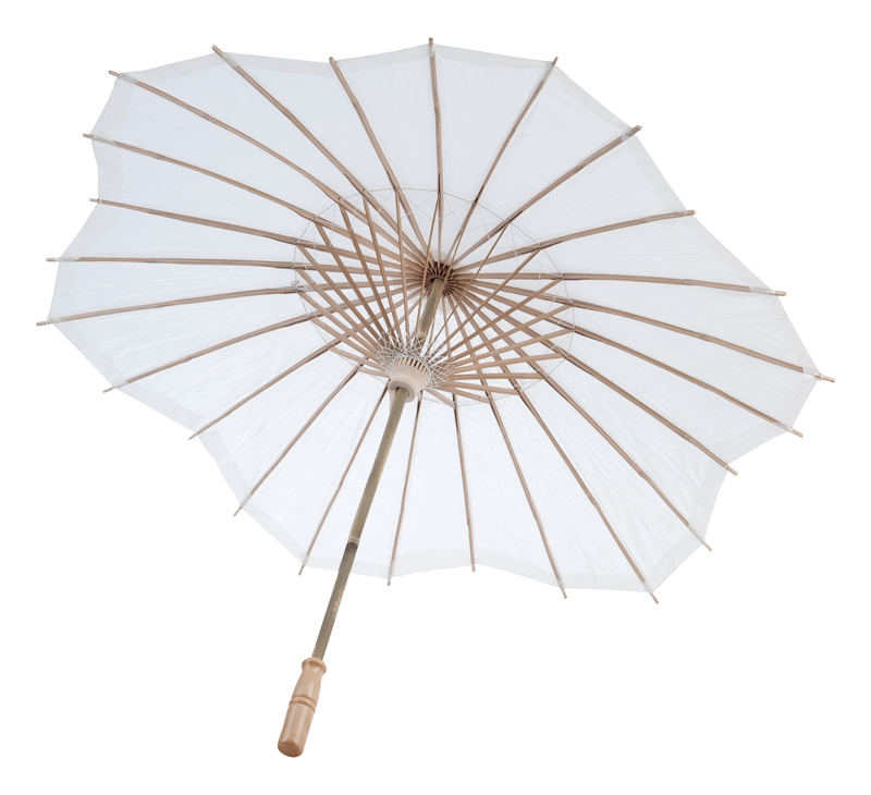 32" White Scalloped Solid Color Paper Parasol