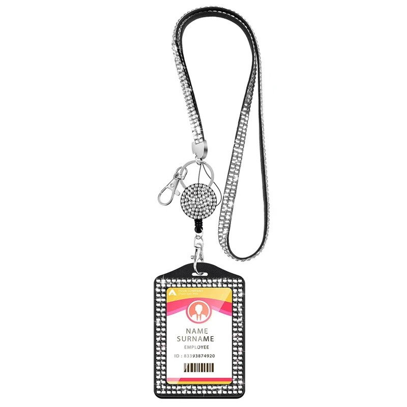 fashion sparkly bling rhinestone lanyard badge reel id card holder fashion sparkly bling rhinestone lanyard badge reel id card holder