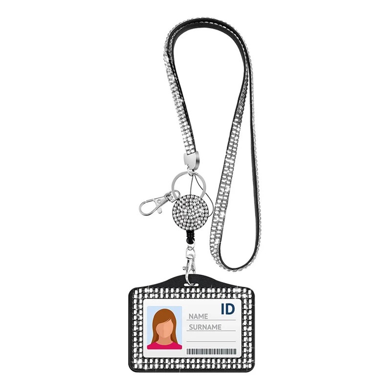 fashion sparkly bling rhinestone lanyard badge reel id card holder fashion sparkly bling rhinestone lanyard badge reel id card holder