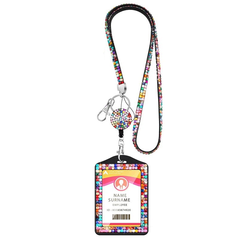 fashion sparkly bling rhinestone lanyard badge reel id card holder fashion sparkly bling rhinestone lanyard badge reel id card holder