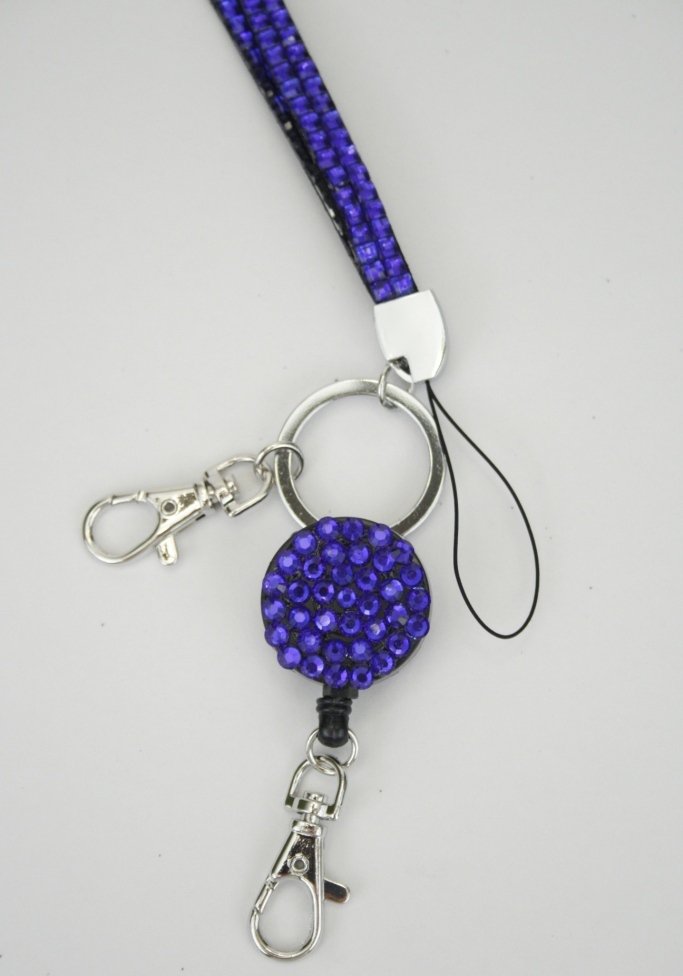 Sparkly Lanyard With Retractable Badge Reel, Bling Rhinestones