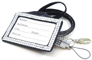 Wholesale Multi-Colored Rhinestone Neck Bling LANYARD with Vertical ID Badge