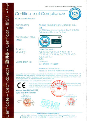 disposable protective face mask CE certificate