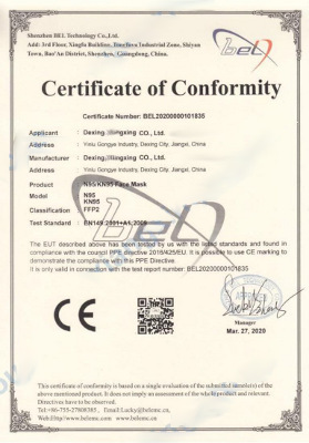 KN95 face mask respirator CE certificate
