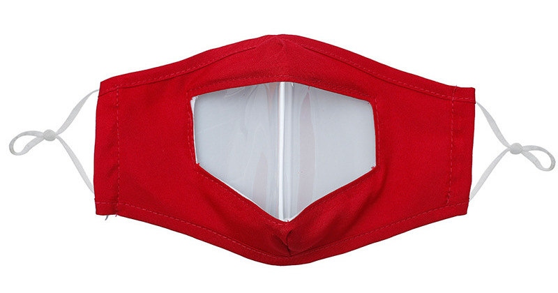 red face mask clear window transparent reusable wahsable cotton lip reading