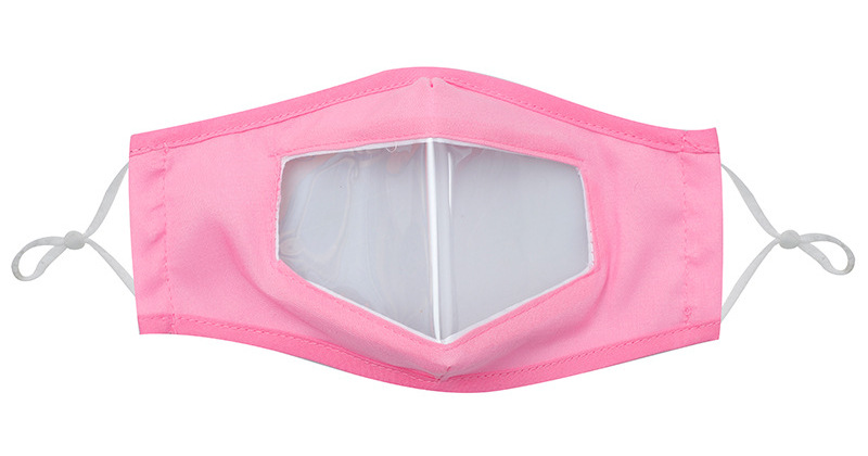 pink face mask clear window transparent reusable wahsable cotton lip reading