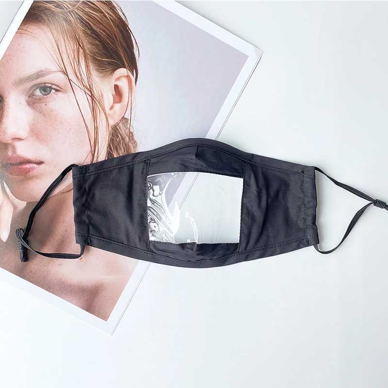 face mask clear window transparent reusable wahsable cotton lip reading