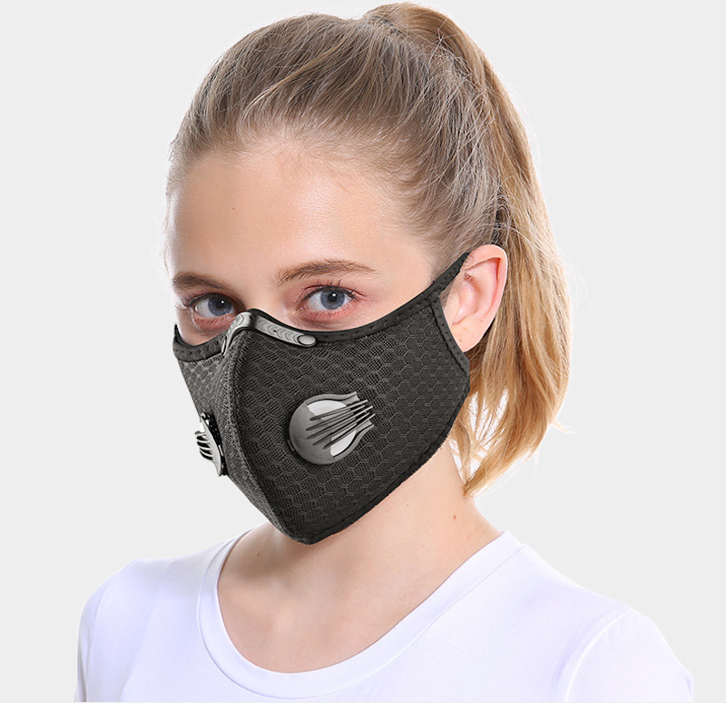 sport face mask filter valves velcro resusable washable anti air pollution