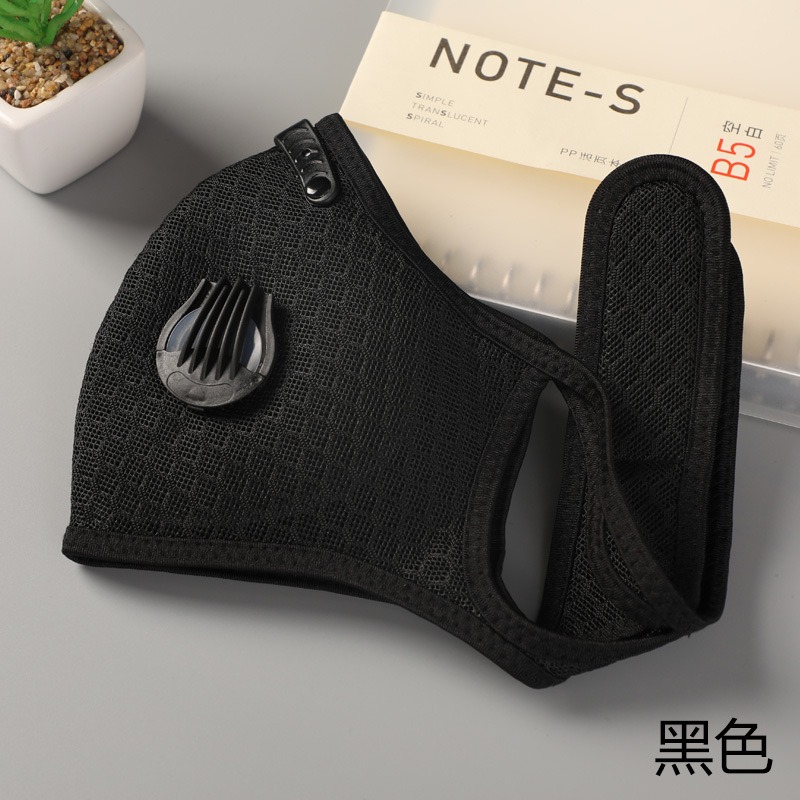 black motorcycle bike riding sport face mask filter valves velcro resusable washable anti air pollution