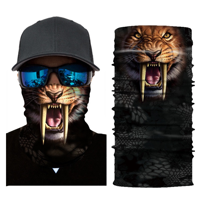 sabertooth tiger animal neck gaiter wholesale sun UV protection cycling cover face mask