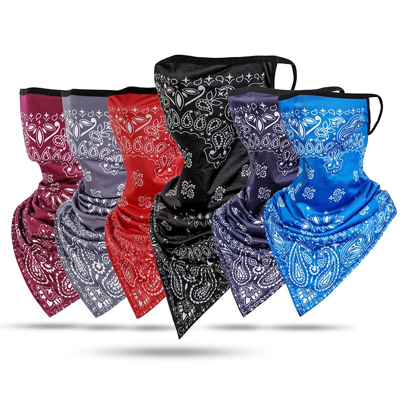Custom Neck Gaiter Bandana with Ear Loops Triangle Face Cover for Dust Wind Motorcycle…