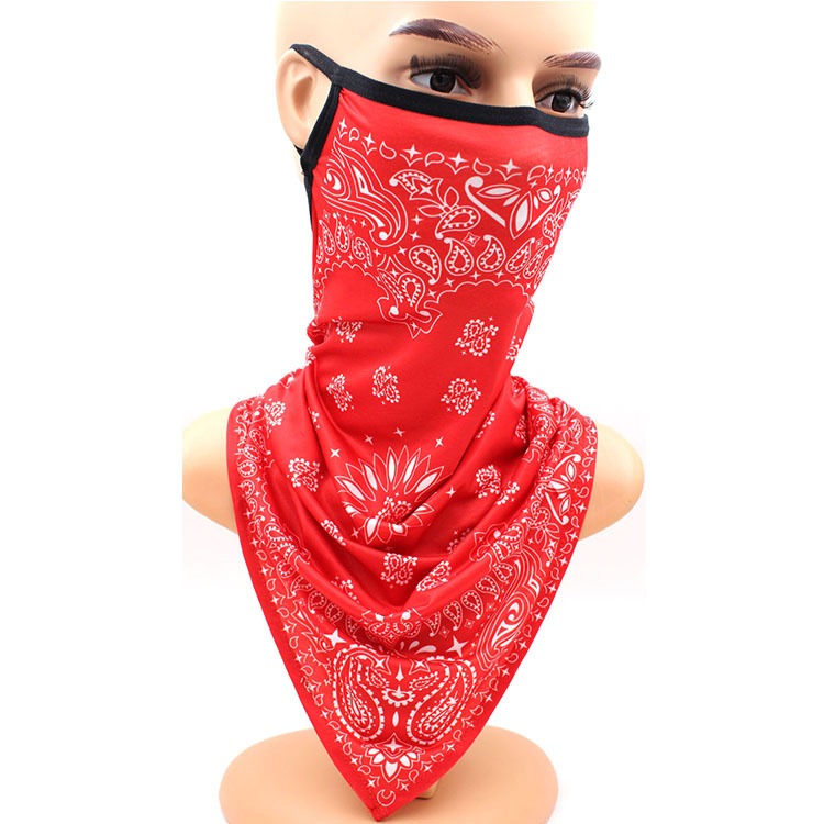 red face bandana mask ear loop best neck gaiter uv sun block wind dust protection triangle