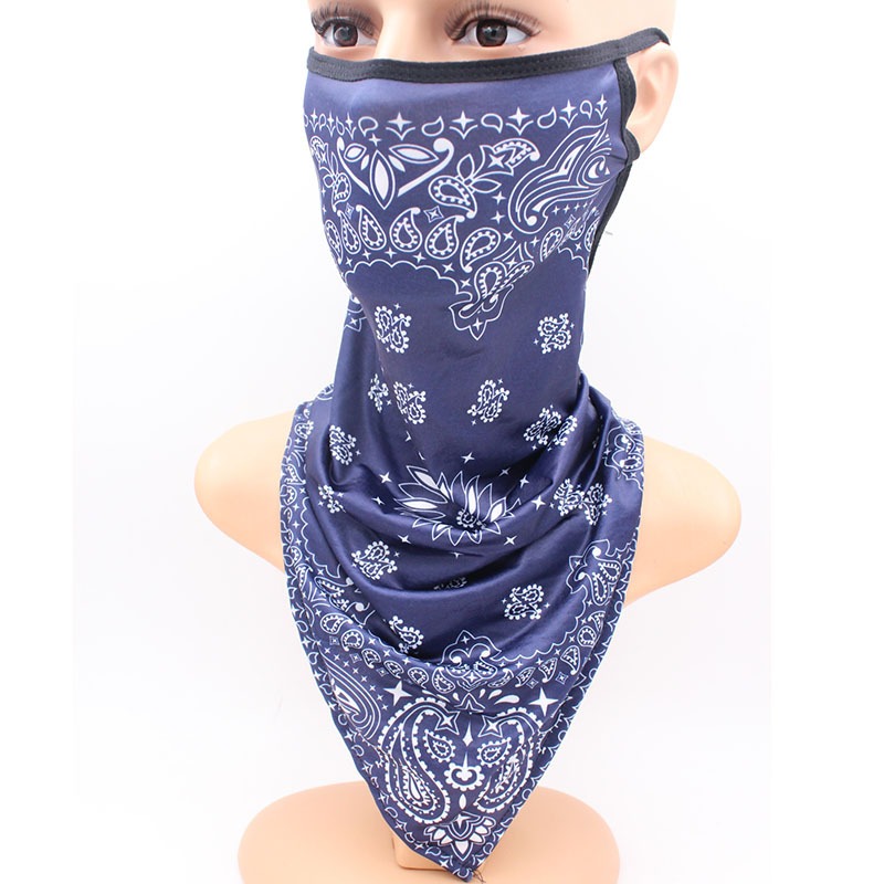 dark blue face bandana mask ear loop best neck gaiter uv sun block wind dust protection triangle