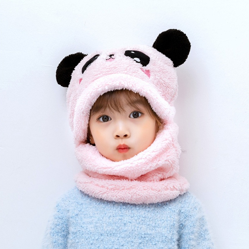 lovely hooded scarf cap neck gaiter cute warm panda hat