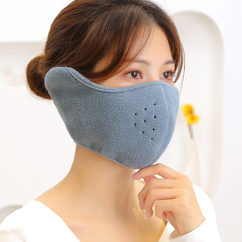 Winter Fleece Earflap Half Face Mask Adjustable Velcro