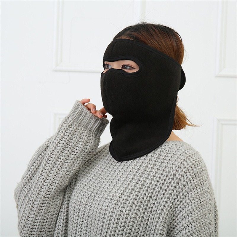 Winter Fleece Full Face Mask Neck Warmer With Velcro Closure