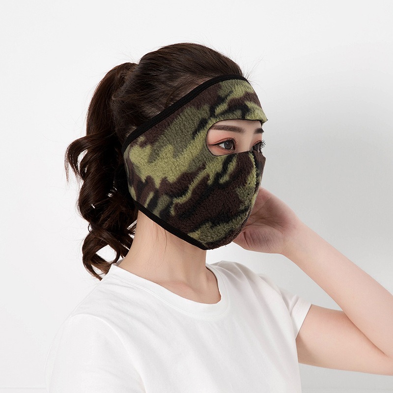 camouflage winter fleece full face mask adjustable velcro closure