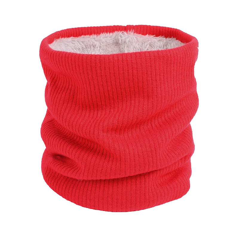 red winter two layer velvet fleece neck warmer tube scarf