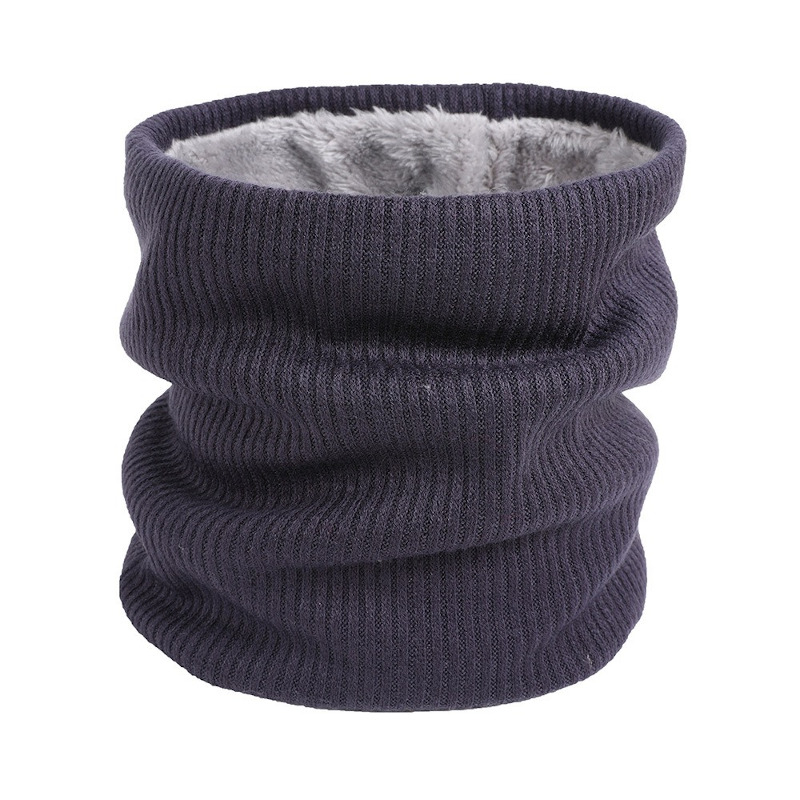 navy blue winter two layer velvet fleece neck warmer tube scarf