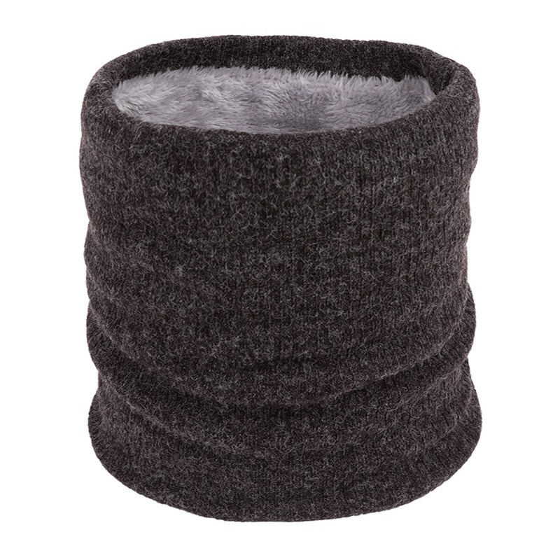 dark gray winter two layer velvet fleece neck warmer tube scarf