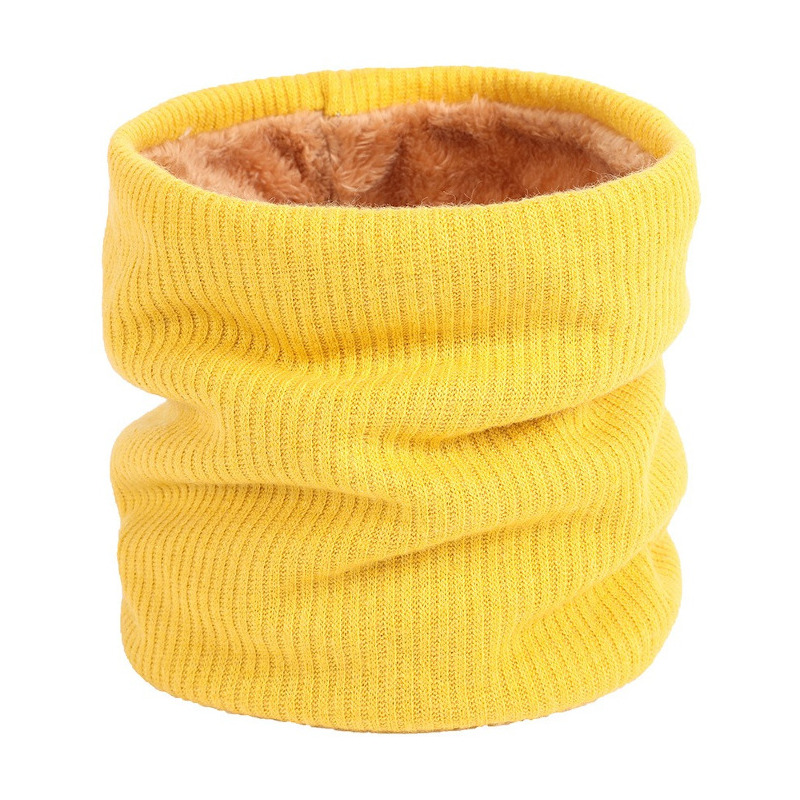 yellow winter two layer velvet fleece neck warmer tube scarf