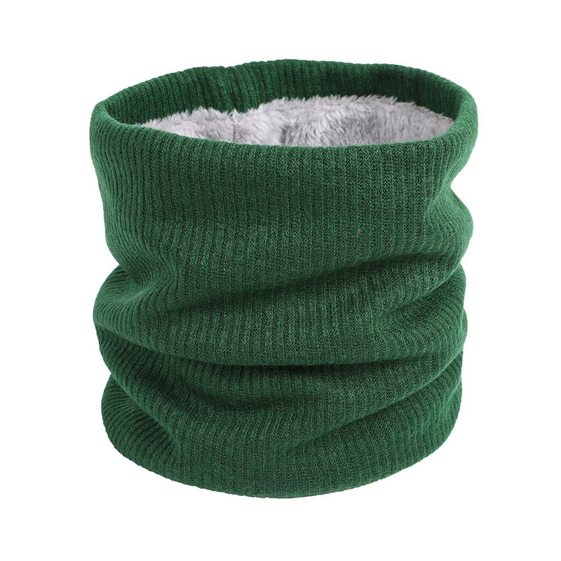 green winter two layer velvet fleece neck warmer tube scarf