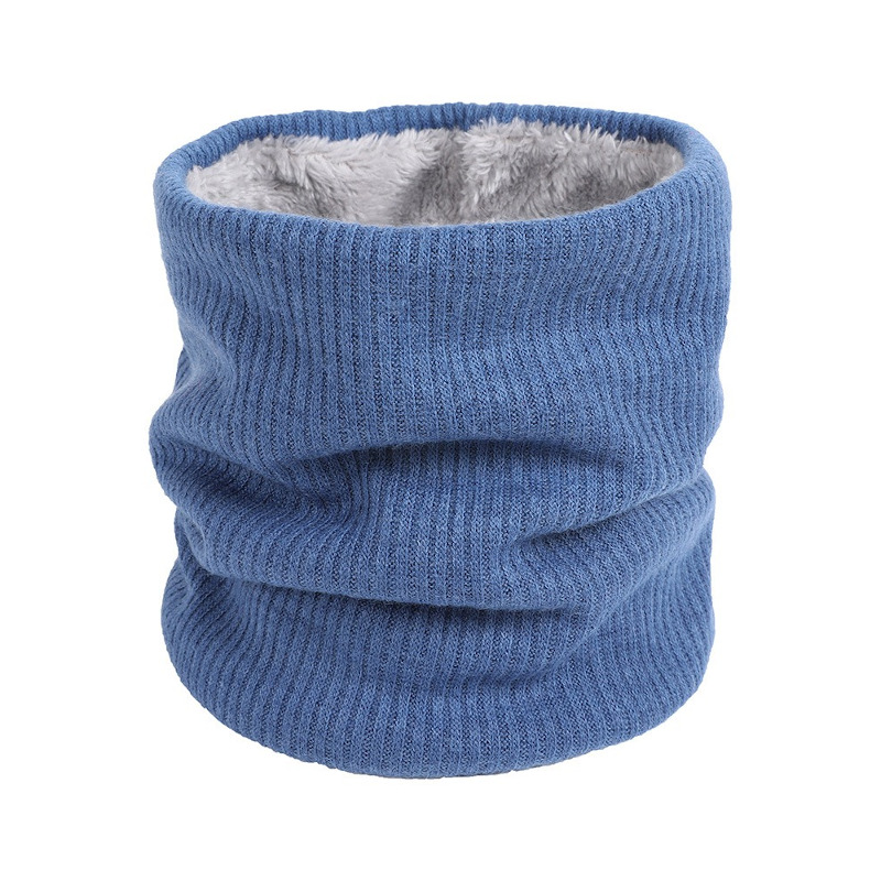blue winter two layer velvet fleece neck warmer tube scarf