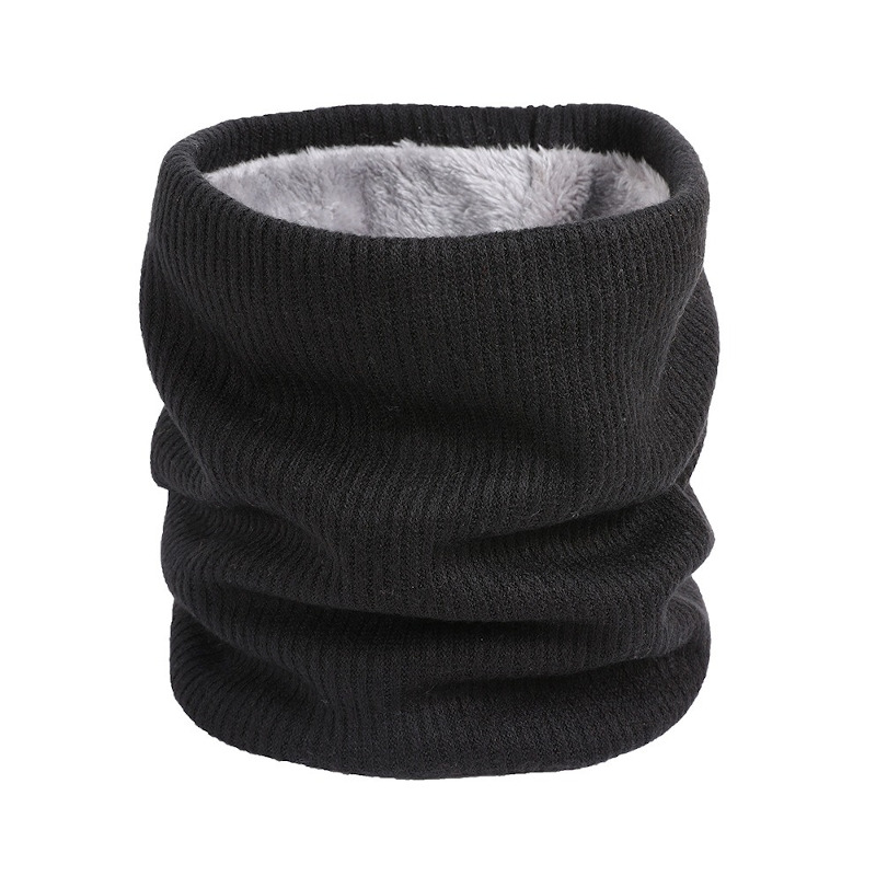 black winter two layer velvet fleece neck warmer tube scarf