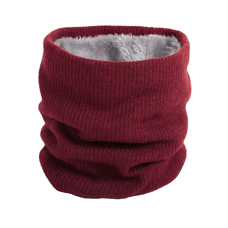 wine red winter two layer velvet fleece neck warmer tube scarf