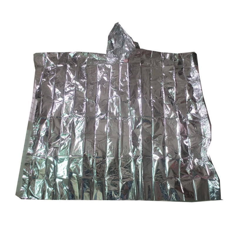 emergency foil poncho prevent hypothermia and shock reflective silver rescue survival supplies