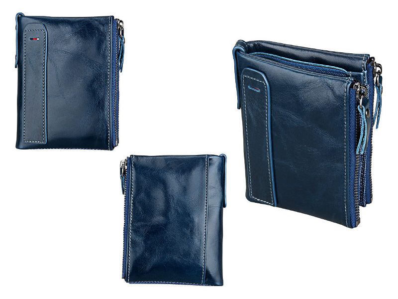 blue bifold genuine cowhide leather wallet, retro vintage rfid blocking wholesale blue bifold genuine cowhide leather wallet, retro vintage rfid blocking wholesale