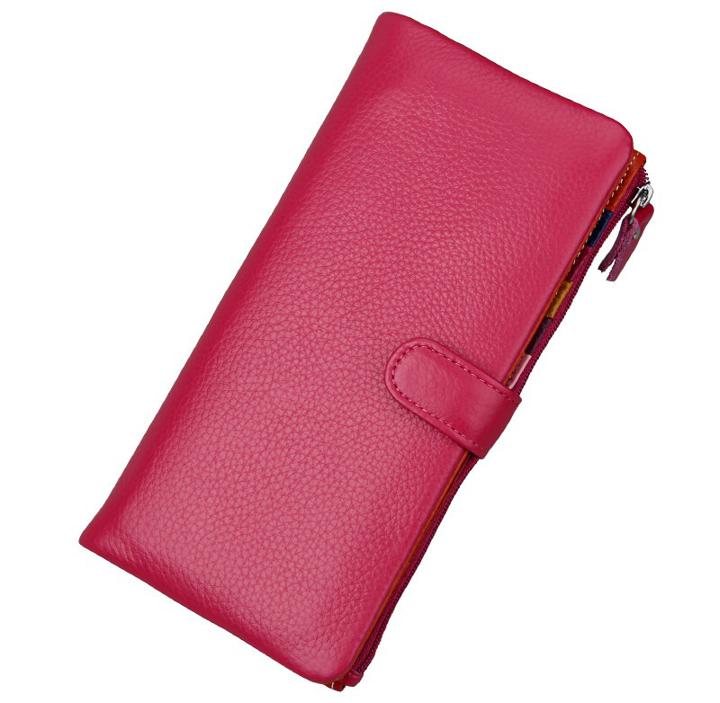 rose red genuine leather clutch wallet, rfid blocking, lady, women, wholesale rose red genuine leather clutch wallet, rfid blocking, lady, women, wholesale