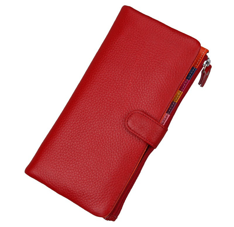 red genuine leather clutch wallet, rfid blocking, lady, women, wholesale