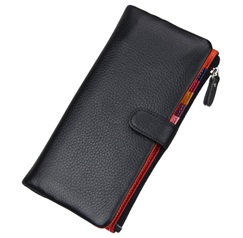 black genuine leather clutch wallet, rfid blocking, lady, women, wholesale black genuine leather clutch wallet, rfid blocking, lady, women, wholesale