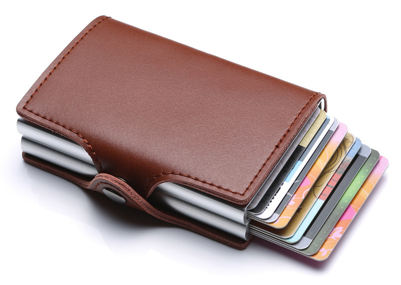 GAOKOSC Credit Card Holder with RFID Blocking,Pop Up Leather Money Clip  Wallet for Men,Double Card Case Wallet