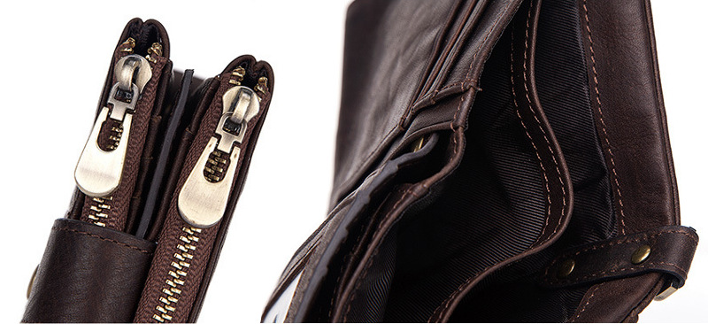 genuine cowhide leather wallet, rfid blocking, double zip coin pocket, card holder, wholesale genuine cowhide leather wallet, rfid blocking, double zip coin pocket, card holder, wholesale