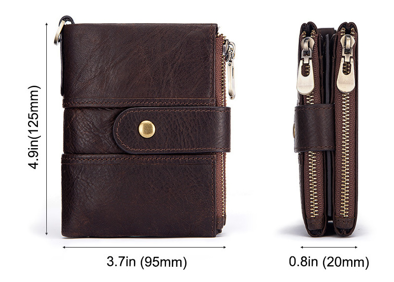 genuine cowhide leather wallet, rfid blocking, double zip coin pocket, card holder, wholesale genuine cowhide leather wallet, rfid blocking, double zip coin pocket, card holder, wholesale