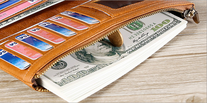 light brown genuine first-layer cowhide leather wallet for women, rfid blocking, zip pocket, id window, card holder, banknote pocket, wholesale light brown genuine first-layer cowhide leather wallet for women, rfid blocking, zip pocket, id window, card holder, banknote pocket, wholesale