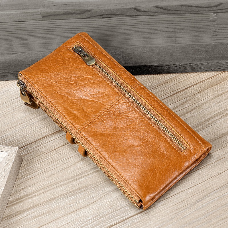 genuine first-layer cowhide leather wallet for women, rfid blocking, zip pocket, id window, card holder, banknote pocket, wholesale genuine first-layer cowhide leather wallet for women, rfid blocking, zip pocket, id window, card holder, banknote pocket, wholesale