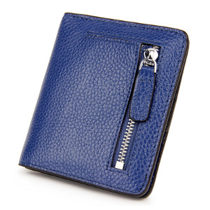blue small leather wallet for women